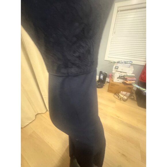 Adrianna Papell Midnight Lace Crepe Gown One-Shoulder Size 2 Formal Dress With S - Picture 6 of 7